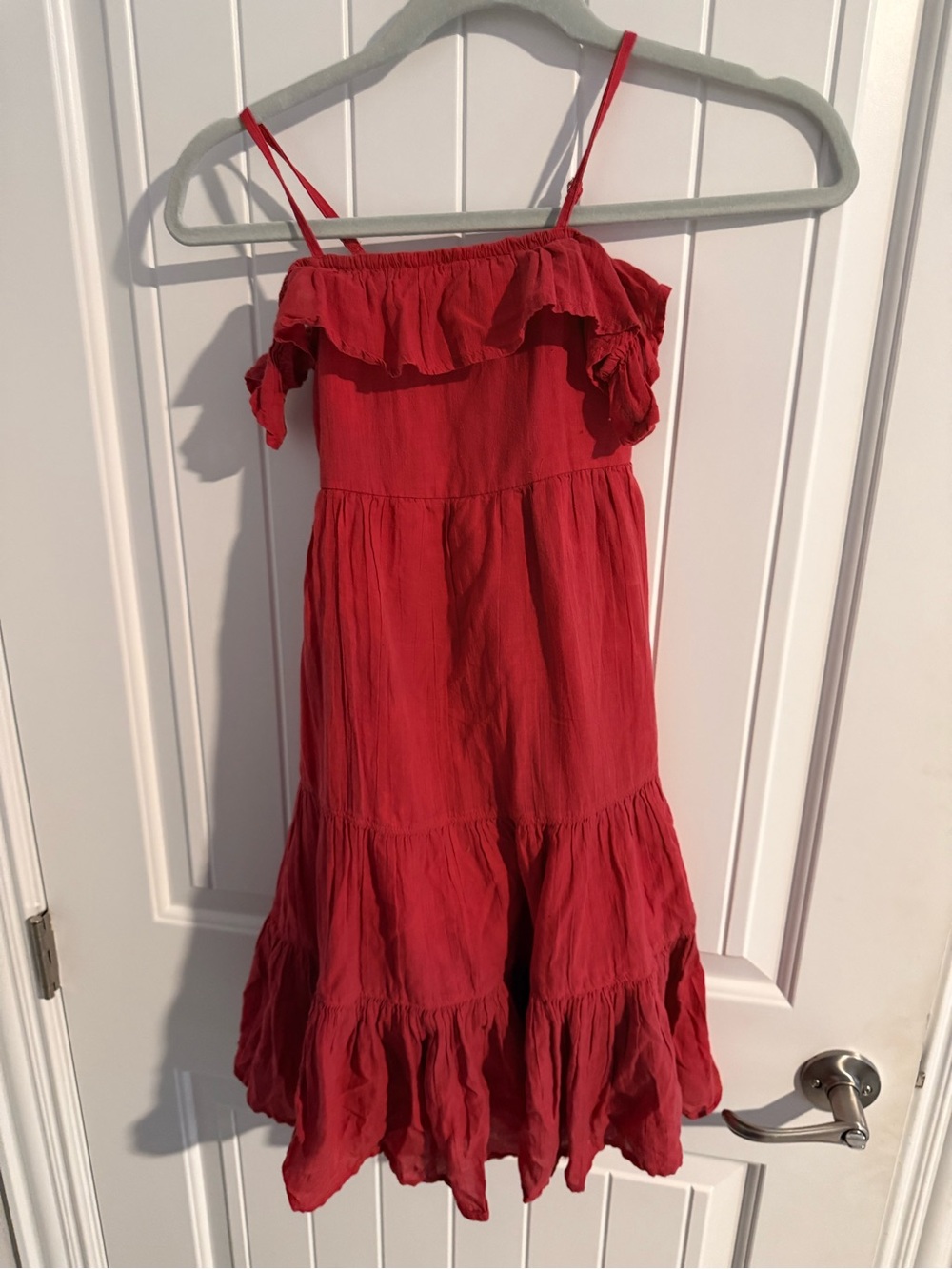 Abercrombie Kids Girls Red Ruffle Tiered Maxi Dress Size 5/6